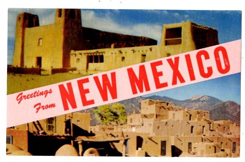 Postcard Greetings from New Mexico Pueblos Rembrandt Chrome UNP