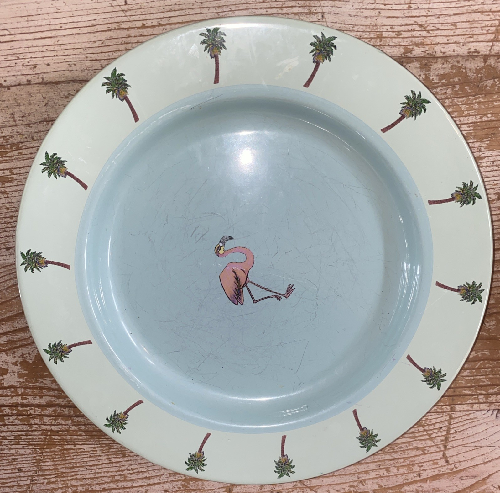 Marble Canyon Flamingo Enamelware Dinner Plate 10 3/8”