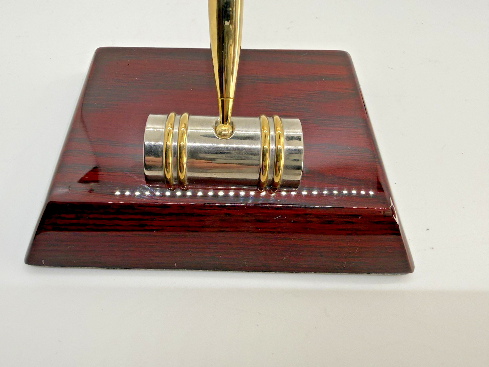 Vintage Cross-Style Gold Lined Desk Pen Set Mahogany Base Doctor’s Estate Sale