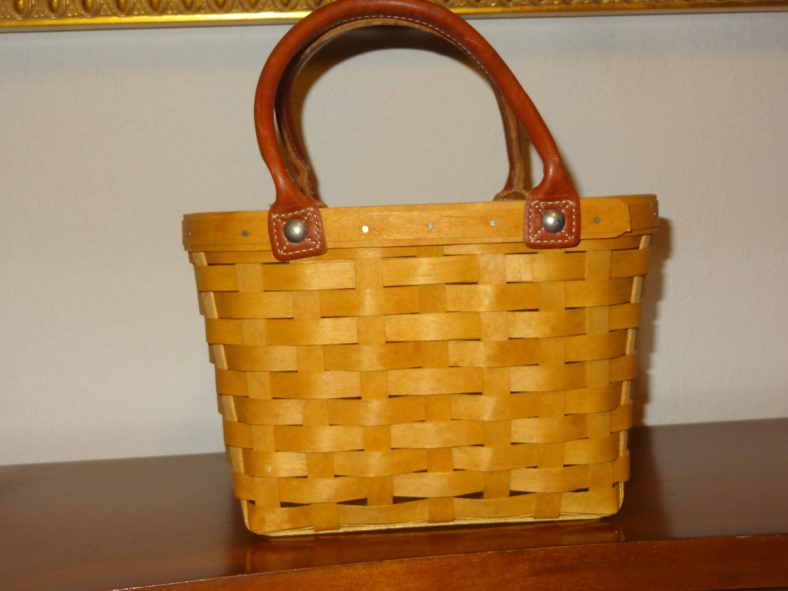 Longaberger Small Boardwalk Basket Handbag Leather Strap Plastic Liner 2002