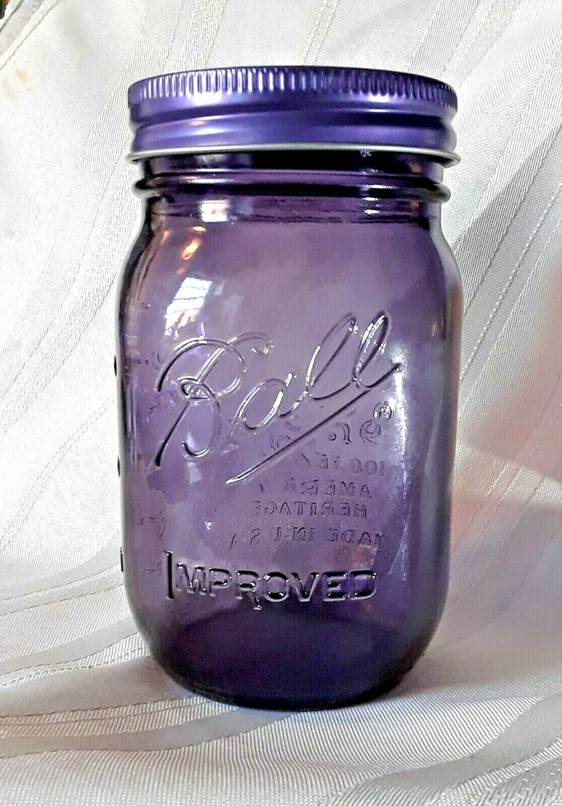 Ball Mason Jar “IMPROVED” PURPLE Pint 16oz ” Collector’s Edition ” Lid included