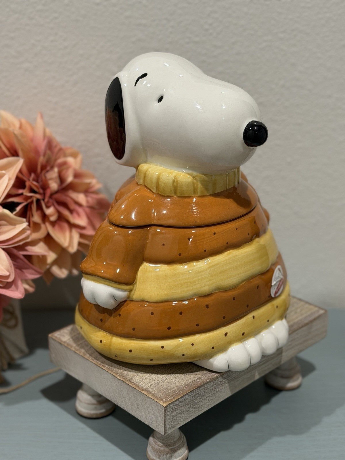 Peanuts New 2026 Zrike Brand Fall Snoopy Cozy Sweater Cookie Jar, 10” Tall