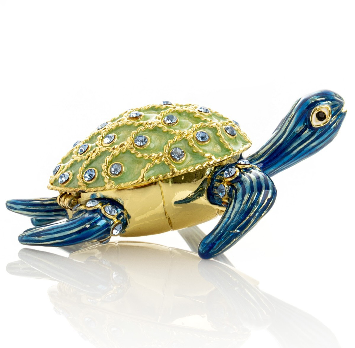 Keren Kopal Golden Turtle Hand made Trinket box Decorated with Austrian Crystals