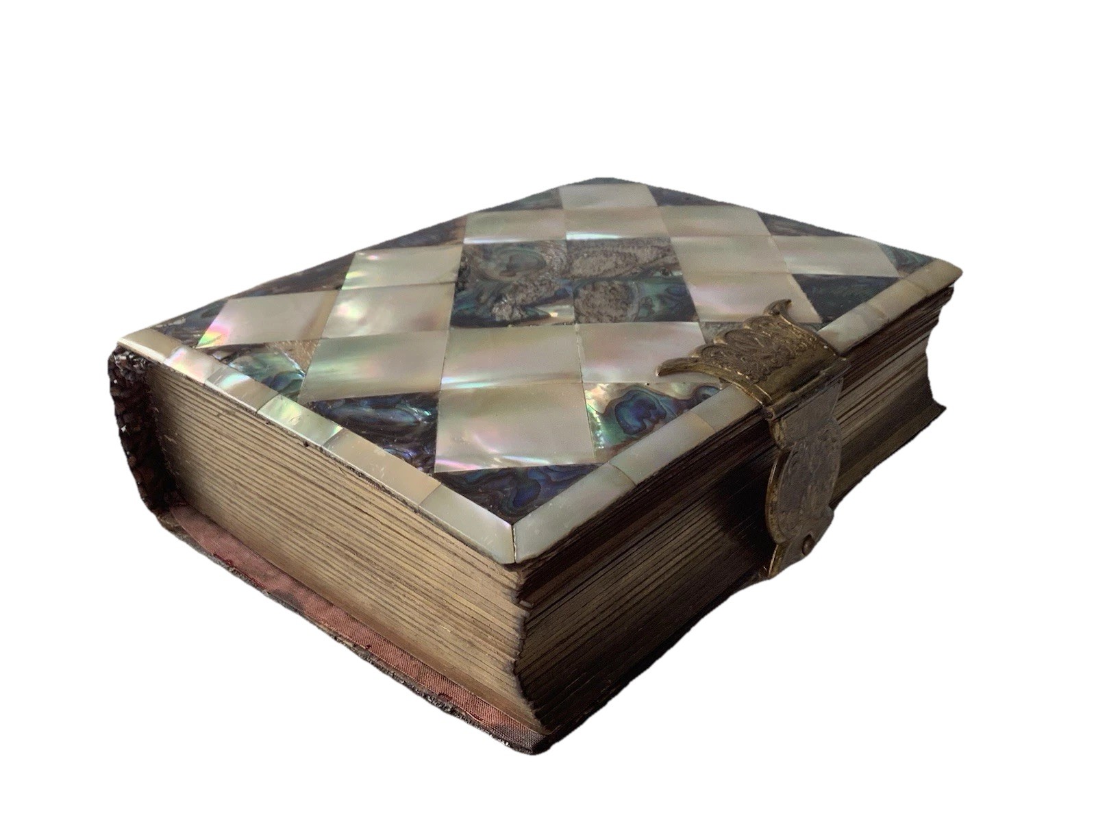 Boulle Marquetry Antique Photo Album, Mother Of Pearl. ( 4.5 x 6 x 2in)