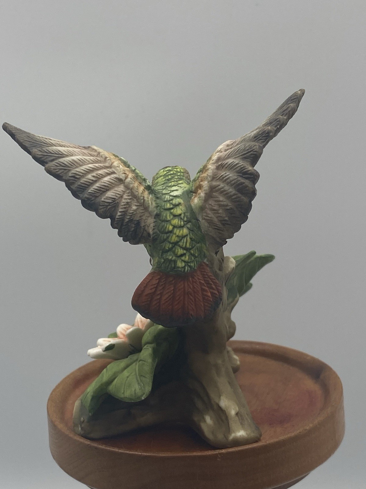 Porcelain Hummingbird In Flight Feeding On Flowers Figurine Nature Bird Watching