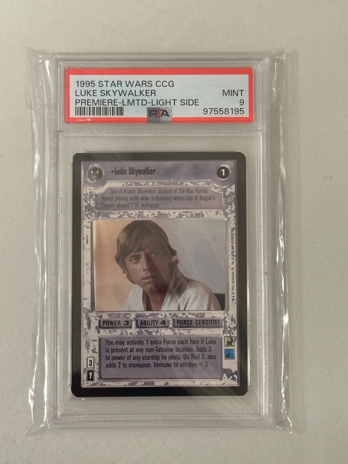 1995 Star Wars CCG Luke Skywalker Premiere Limited Light Side PSA 9 MINT Card