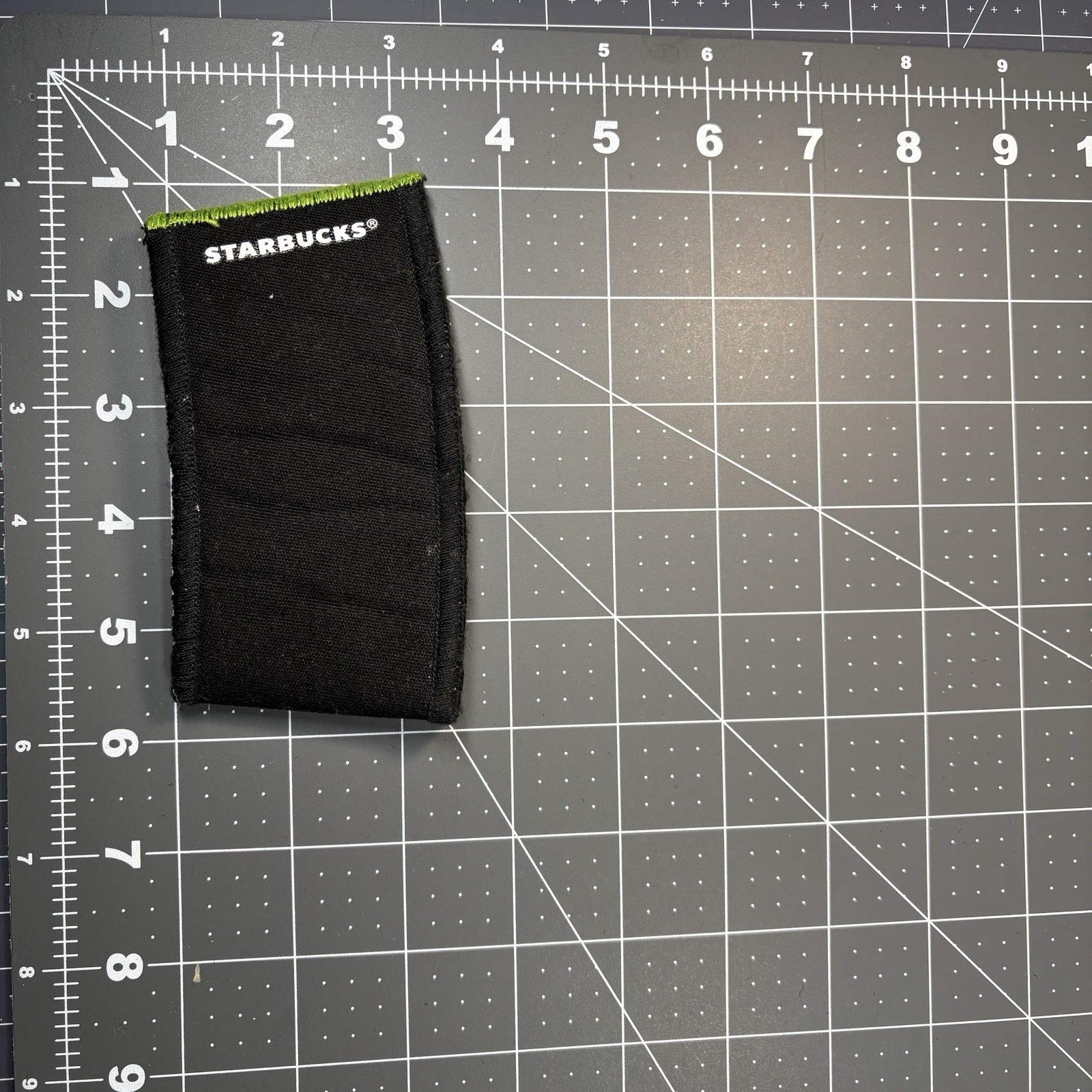 Starbucks Black Reusable Drink Sleeve Lot 2 Green Stitching Lined w Rubber Grip