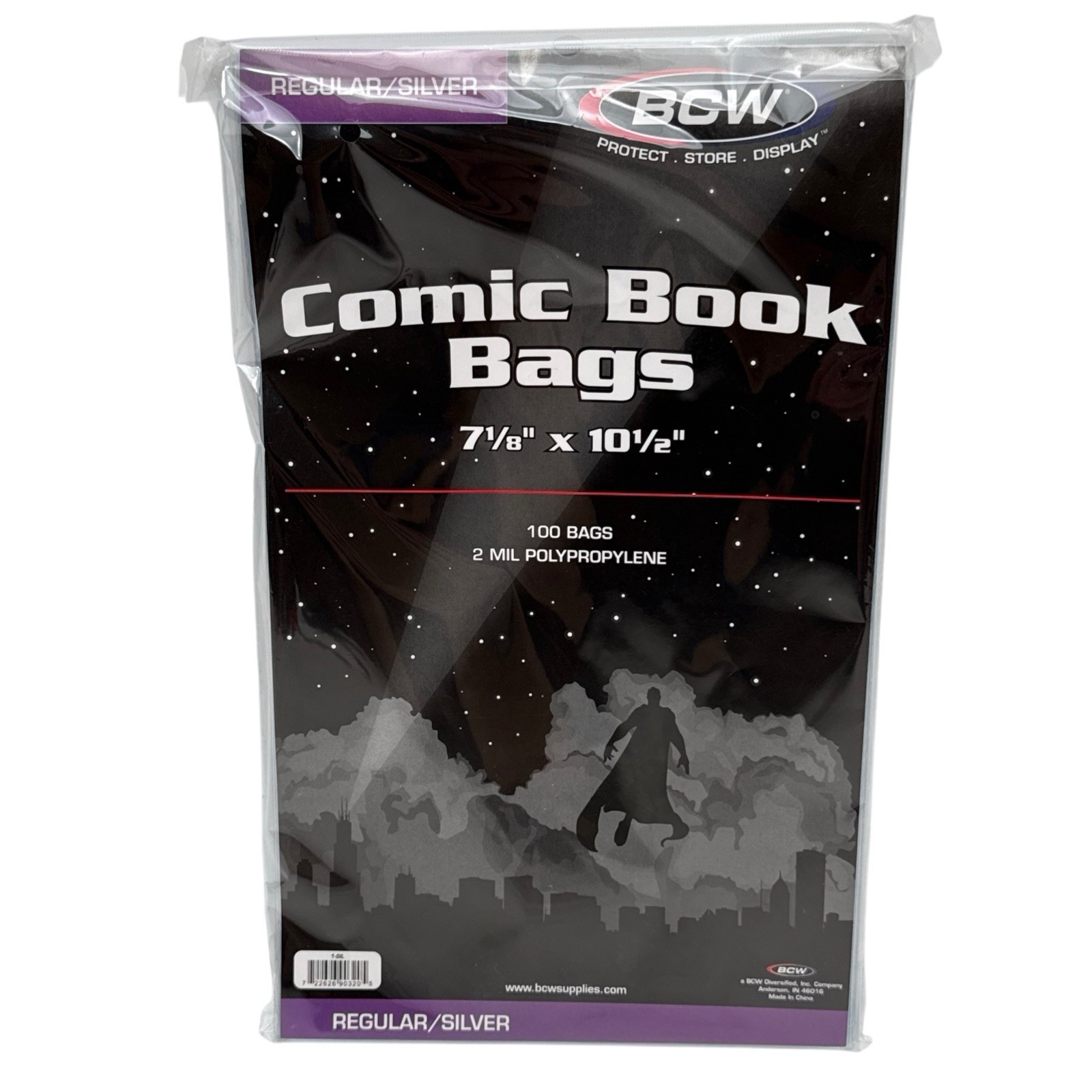 BCW Comic Book Bags (Silver/Regular) 100 pack 2 Mil Silver Age Comic Book Bag