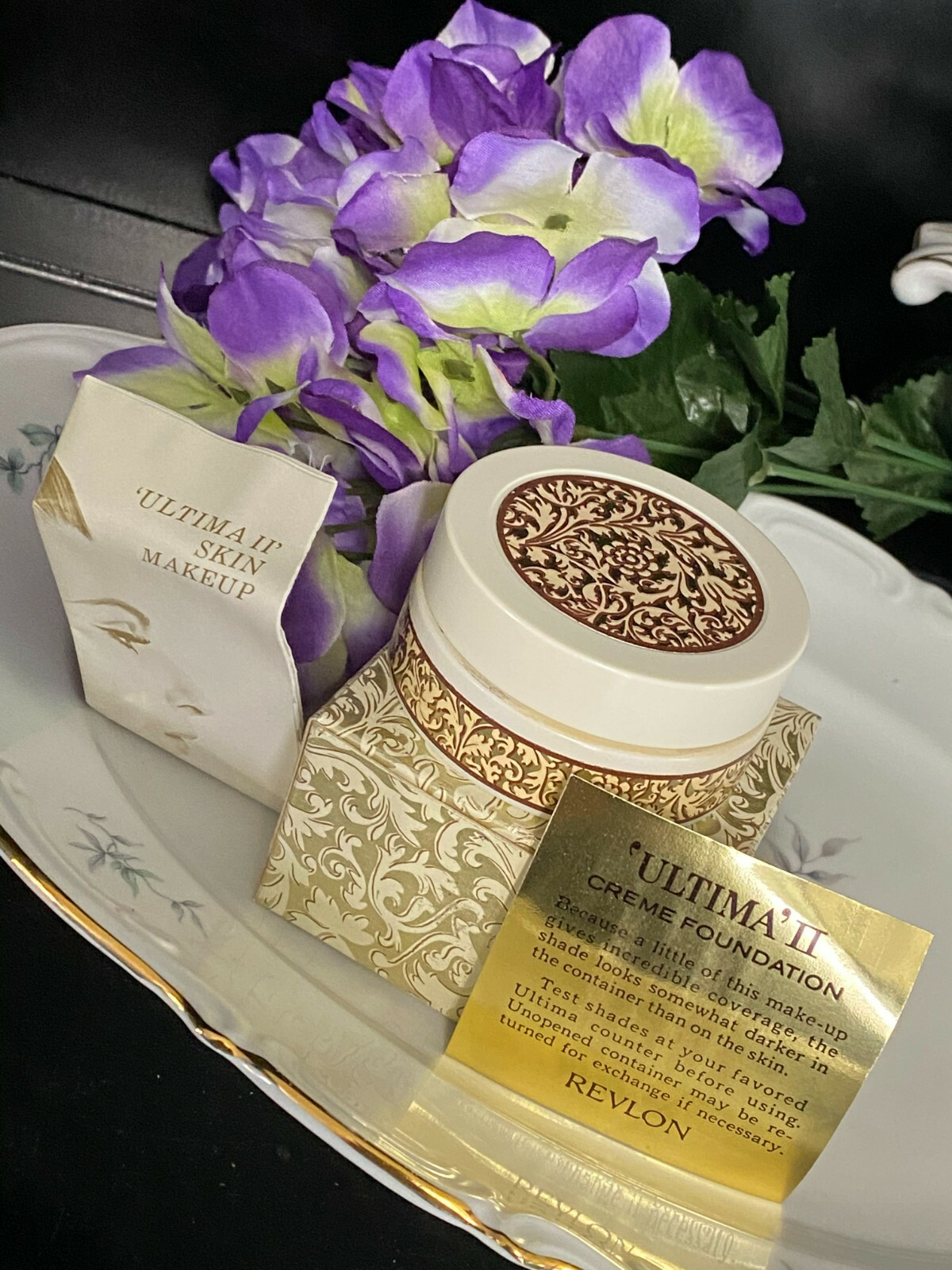 VINTAGE REVLON ULTIMA II COLLECTIBLE CREME MAKEUP JAR FOUNDATION TERRA ROSA NEW