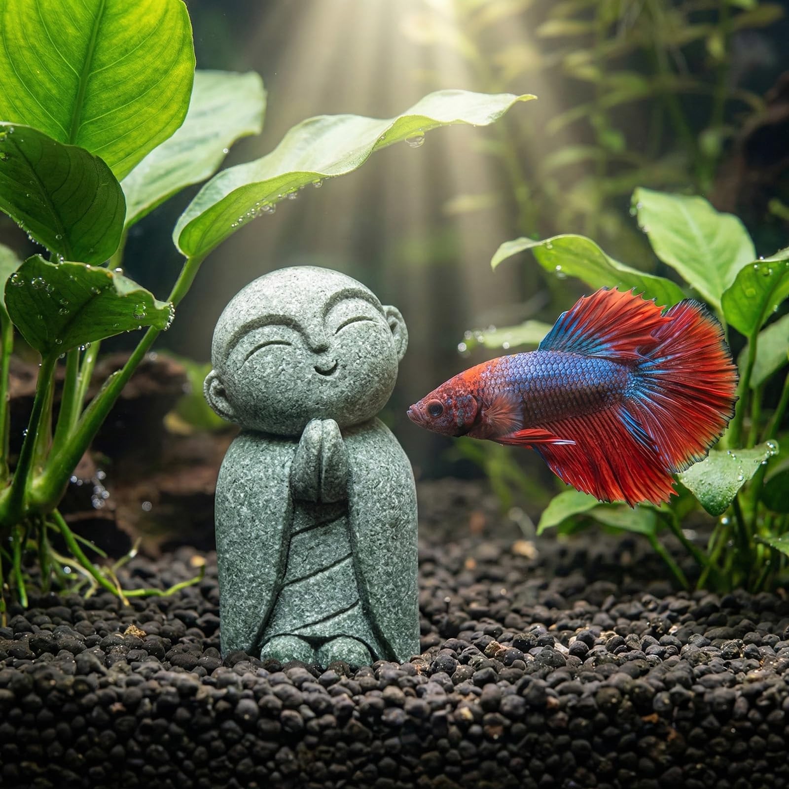 ZKSYLSM Jizo Statue, Little Monk Buddha Figurines for Zen Garden and Aquarium…