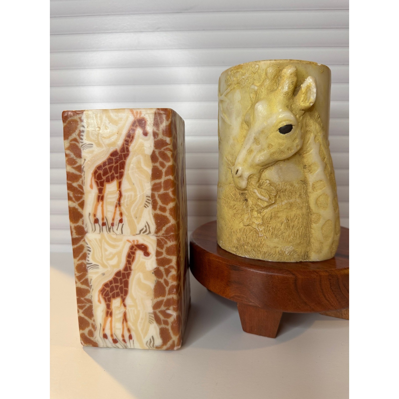Vintage Giraffe Decorative Candle Pair Safari Animal Decor Unused