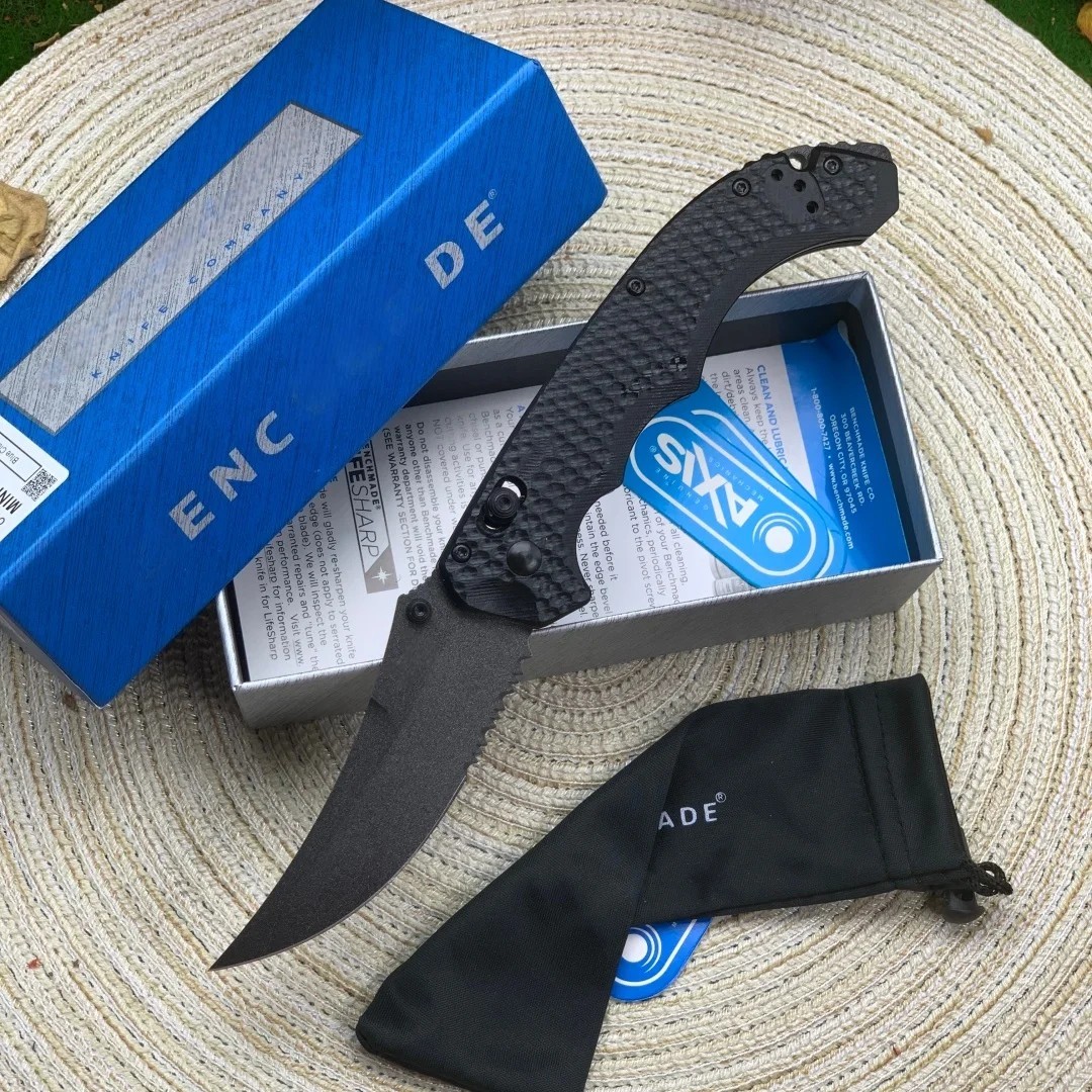Bm865 Black On Black Folding Knife G10 D2 Benchmade Style