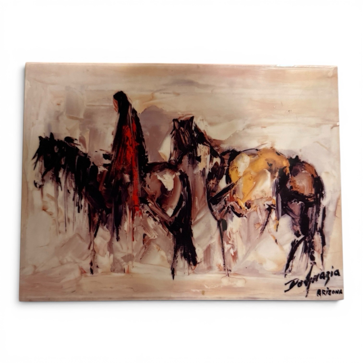 Ted DeGrazia Arizona Horse Ceramic Tile Art Plaque Southwestern Easel 6×8 Tuscon