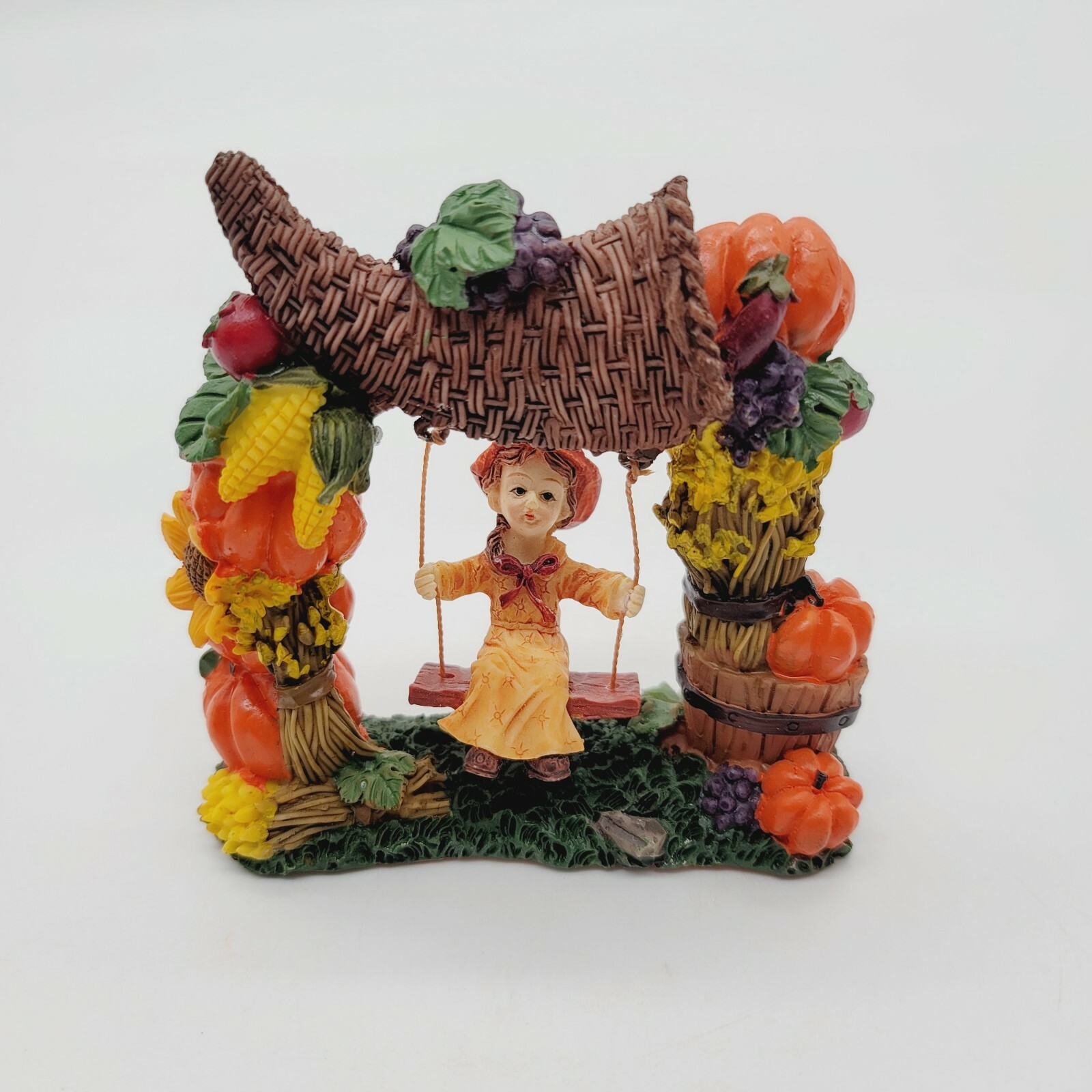 Vintage K’s Collection Figurine Of Girl Swinging Under Thanksgiving Archway
