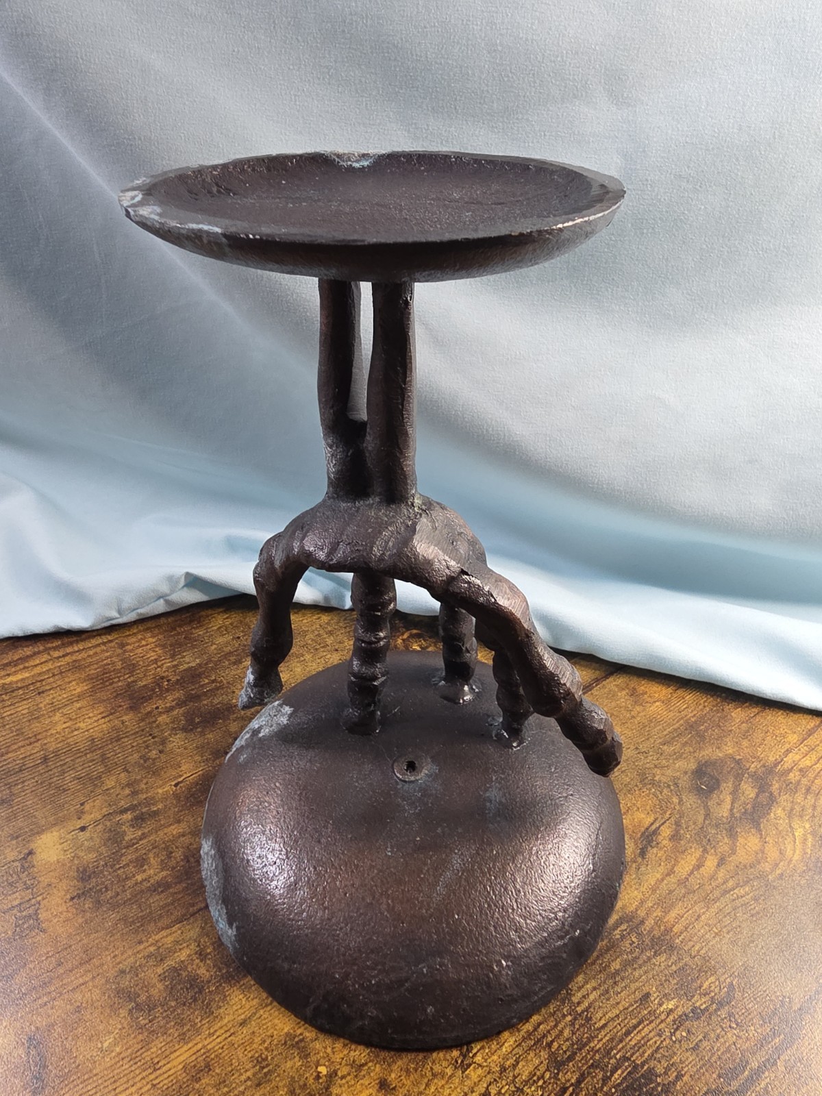 Bronze Distressed/Rusted Metal Skeleton Hand Candle Holder/Dish