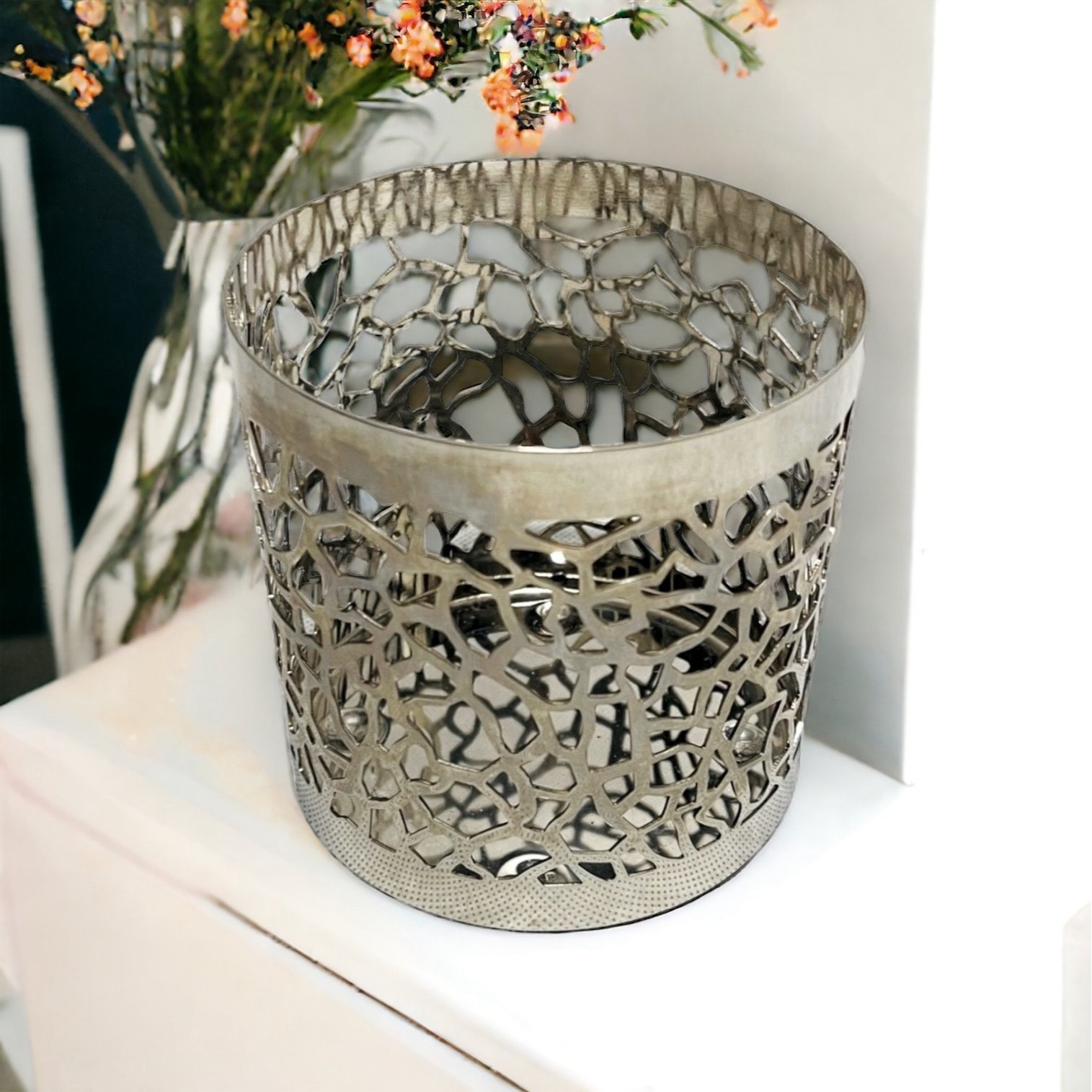 Yankee Candle Matrix Brushed Silver Metal Candle Holder 4″ Candlestick New