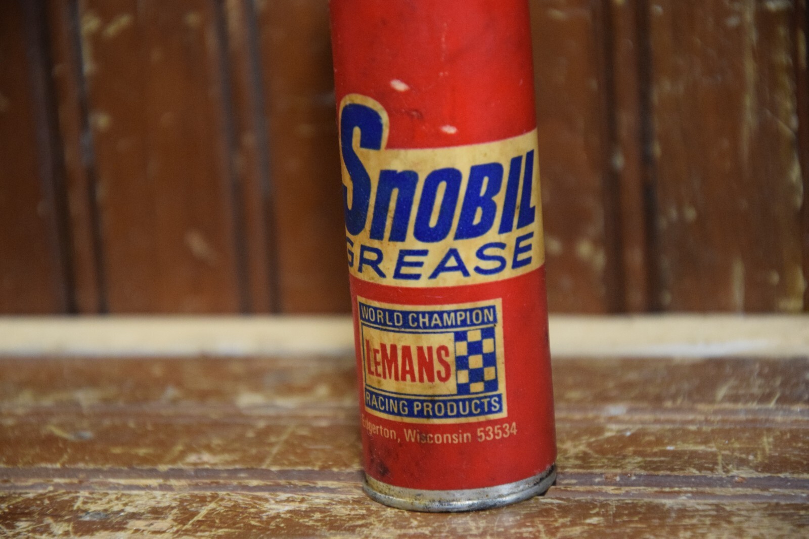 LEMANS SNOWMOBILE SNOBIL GREASE CARTRIGE COMPOSITE METAL ENDS SIGN LUBE 1980s