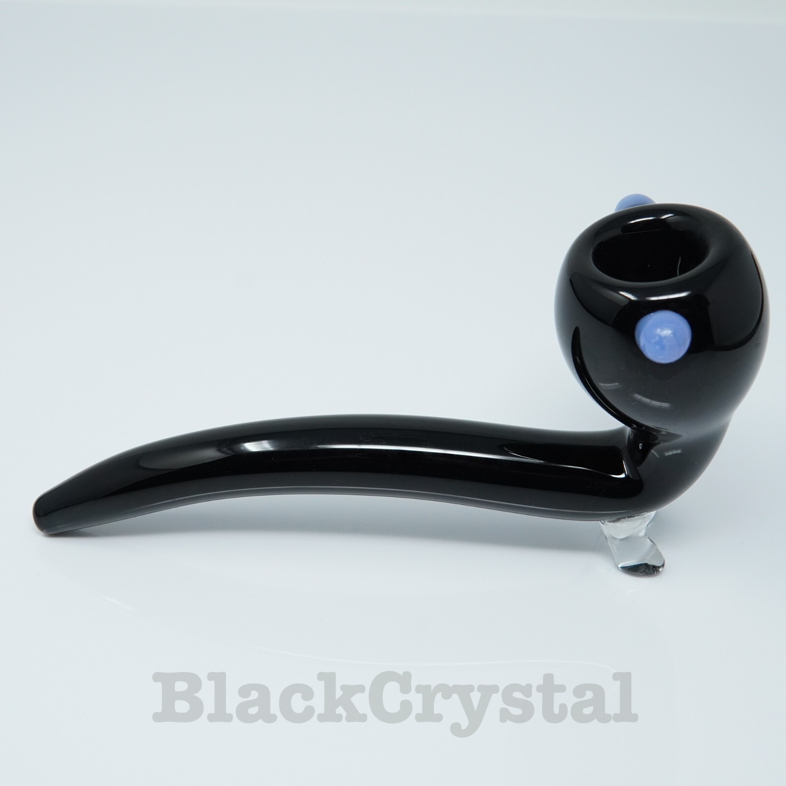 7 in Handmade Sky Blue Stand Obsidian Sherlock Tobacco Smoking Bowl Glass Pipes