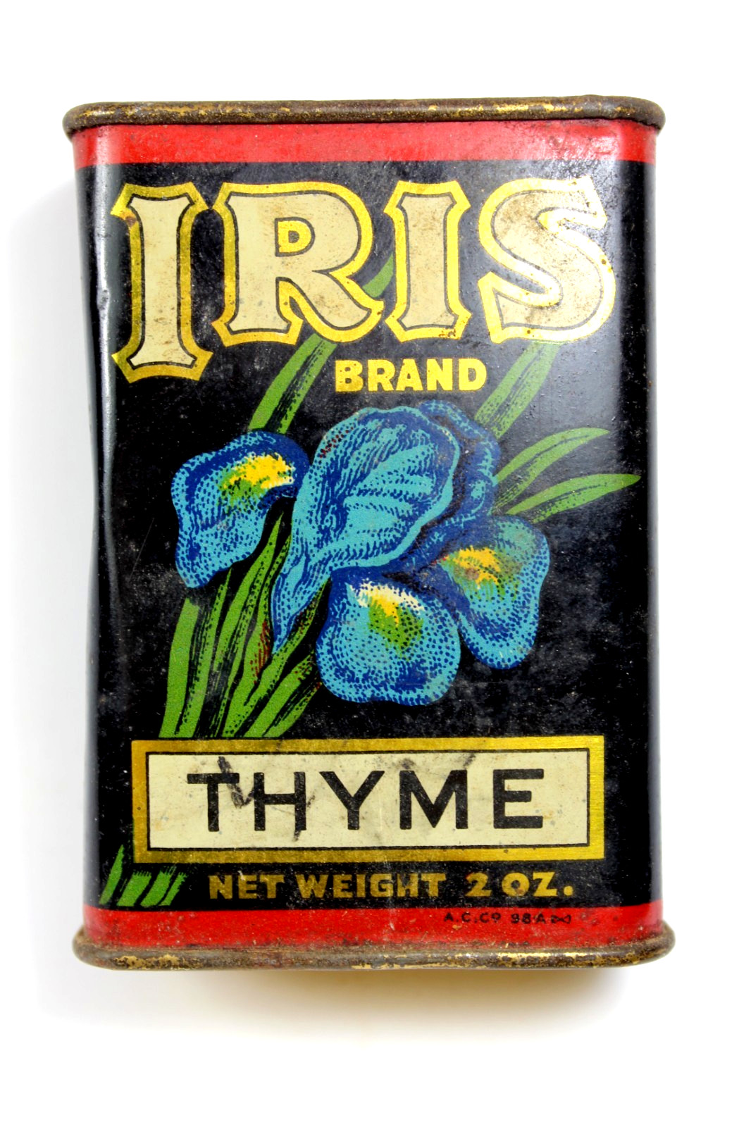 IRIS Brand 2 oz. THYME Spice Tin by Haas Baruch & Co. Los Angeles, Calif.