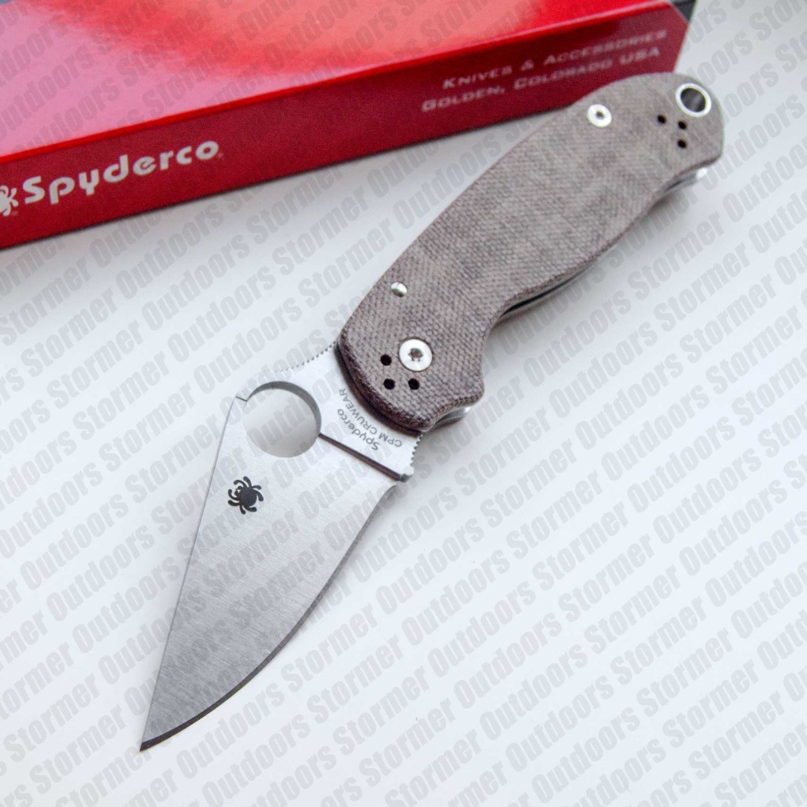 Spyderco Para 3 Knife Compression Lock CRU-WEAR Steel Micarta Handle C223MPCW
