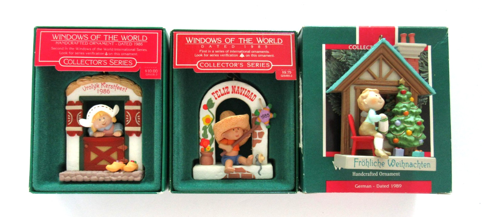 VTG. Hallmark Windows Of The World Christmas Ornaments 1985,1986,1989 (lot of 3)