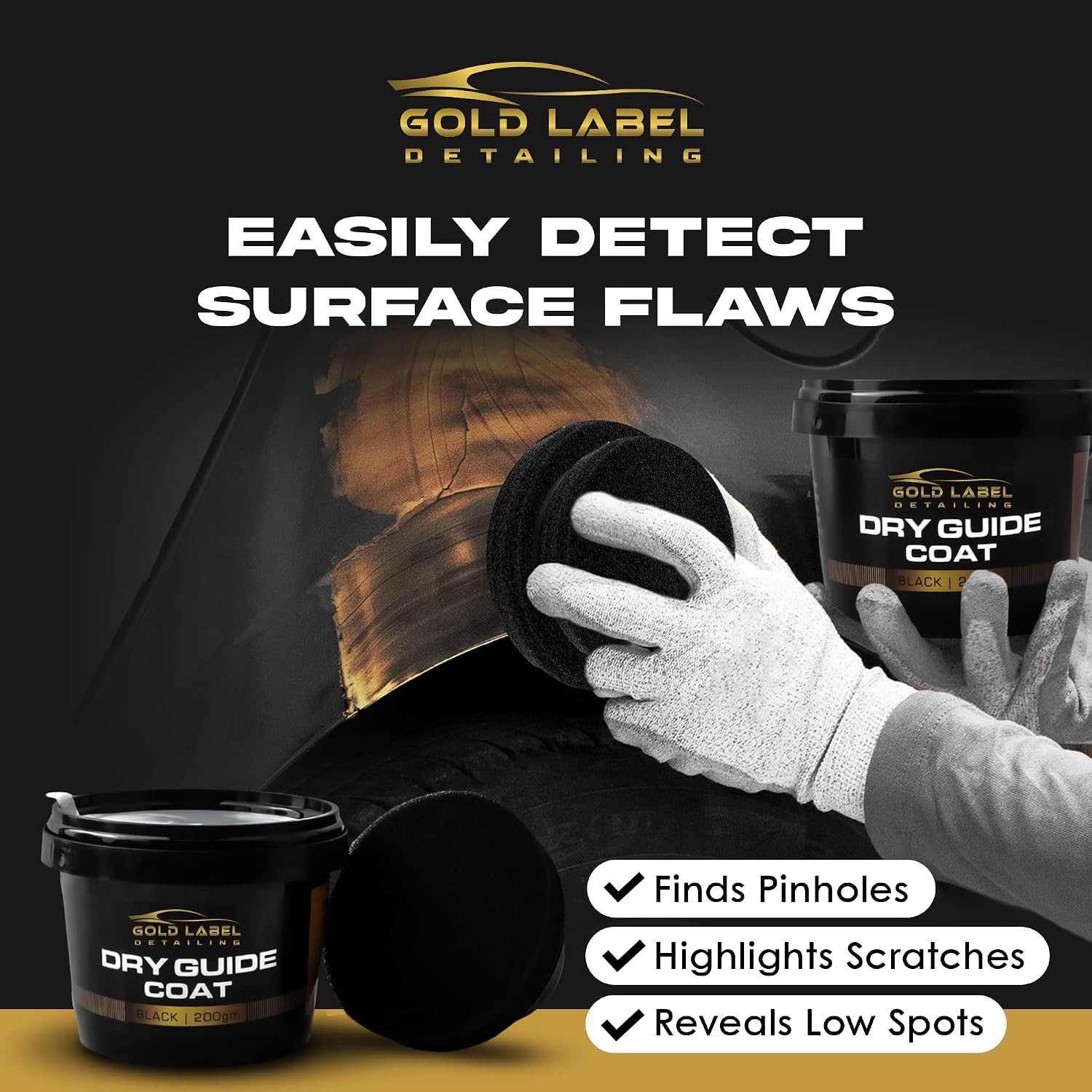 Dry Black Guide Coat, 7 Ounces (200 Grams) Excellent for Finding Defects in Auto