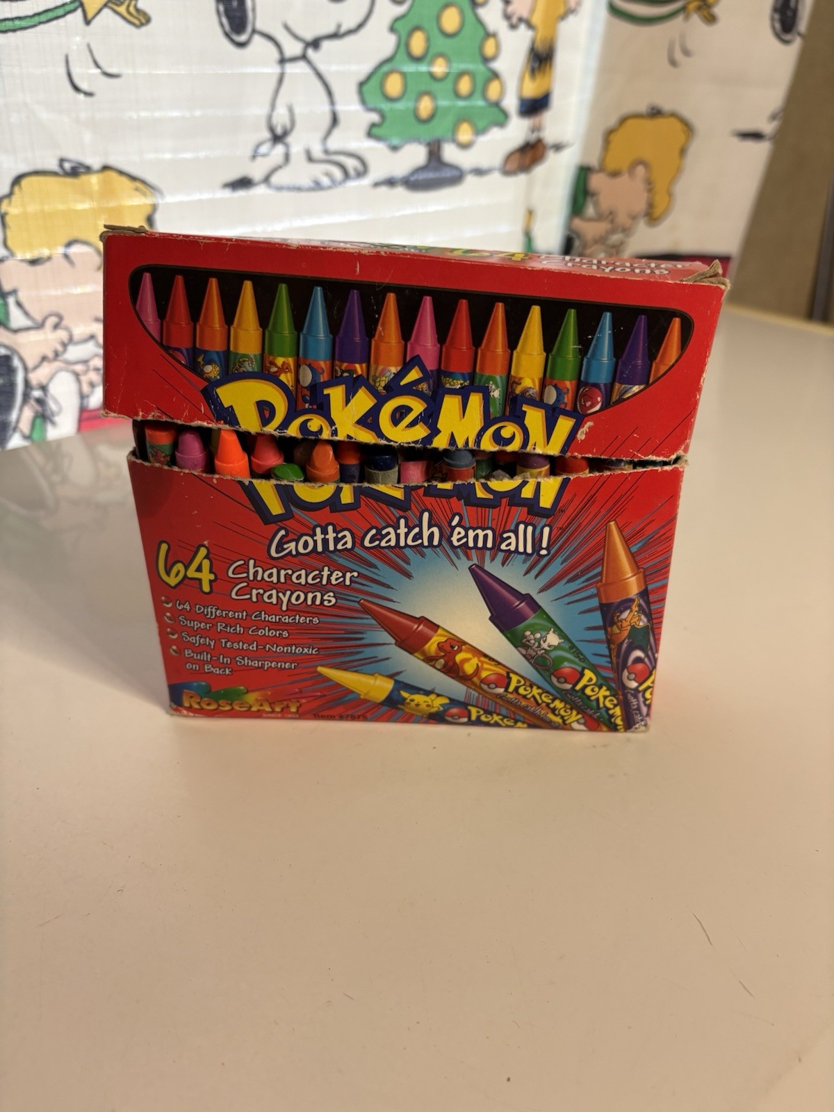 1999 Rose Art Pokemon Character Crayons 64 Count Box Poor Shape Lot