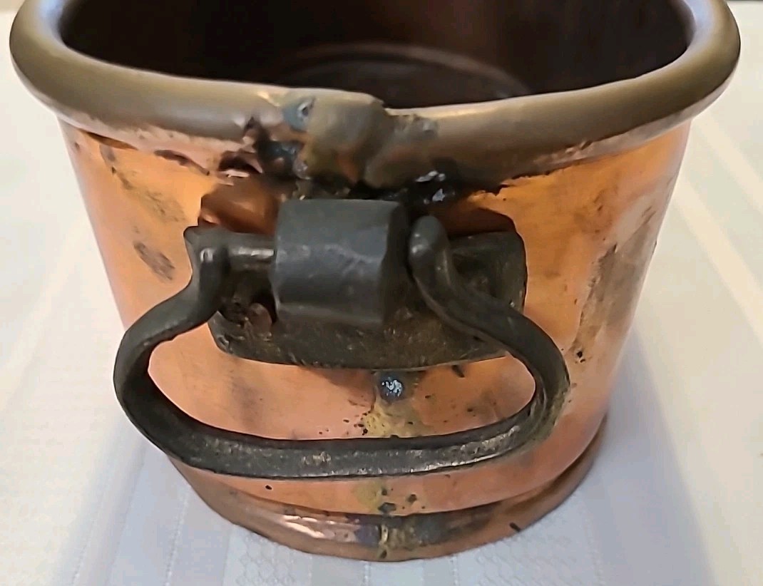 Antique Vintage Copper & Brass Oblong Planter Pot w Handles – 13.5″
