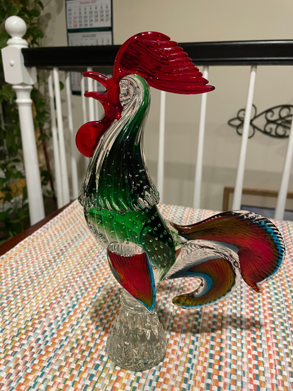 DEFECTIVE Rooster Vintage Hand Blown Murano Glass Italy 12 Tall Beautifu G3D