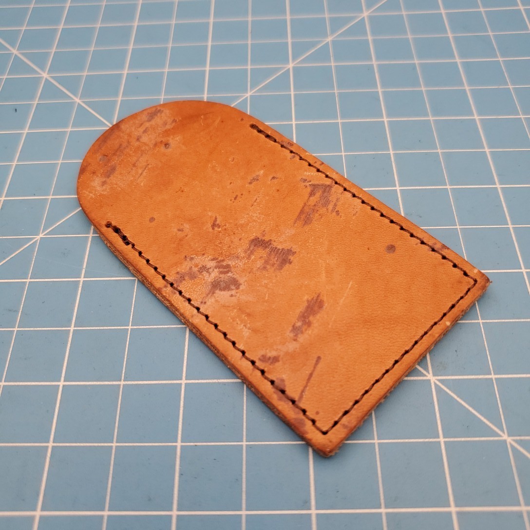 Vintage folding knife sheath Brown Leather Pocket Slip Pouch Case 4″x3.75″