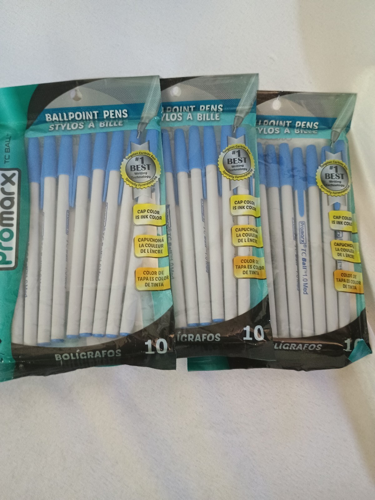 Tc ProMarx Ball Blue Ink Pens Medium Pt, total 30 new lot 3 packs FREE SHIP (51)