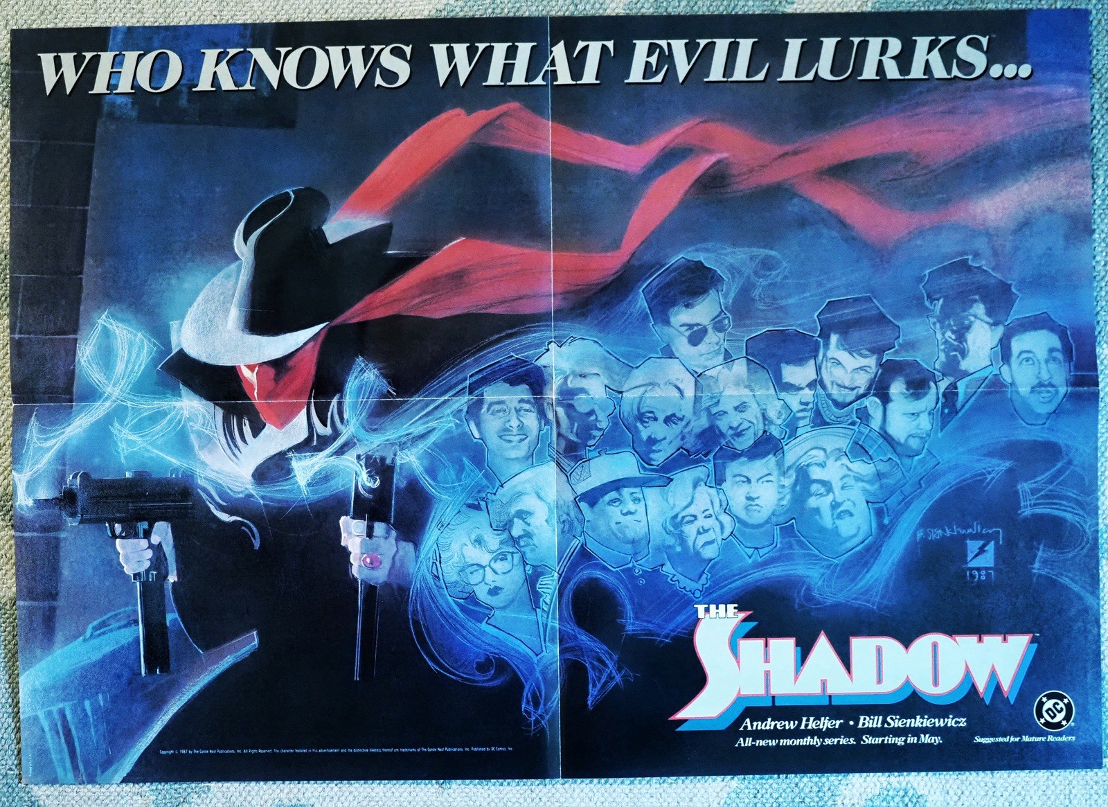 THE SHADOW DC Comics PROMO POSTER Bill Sienkiewicz Andrew Helfer 15.5”x22” New