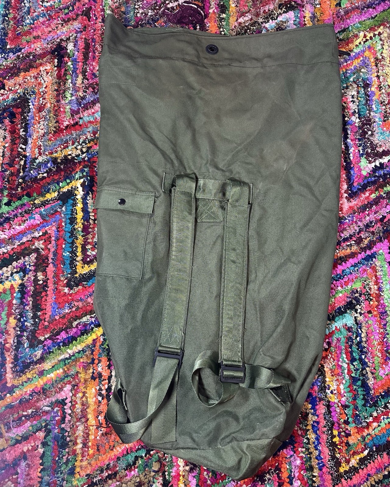 USGI US Military Army Duffle Duffel Bag OD Green Nylon Top Load Very Good Mil