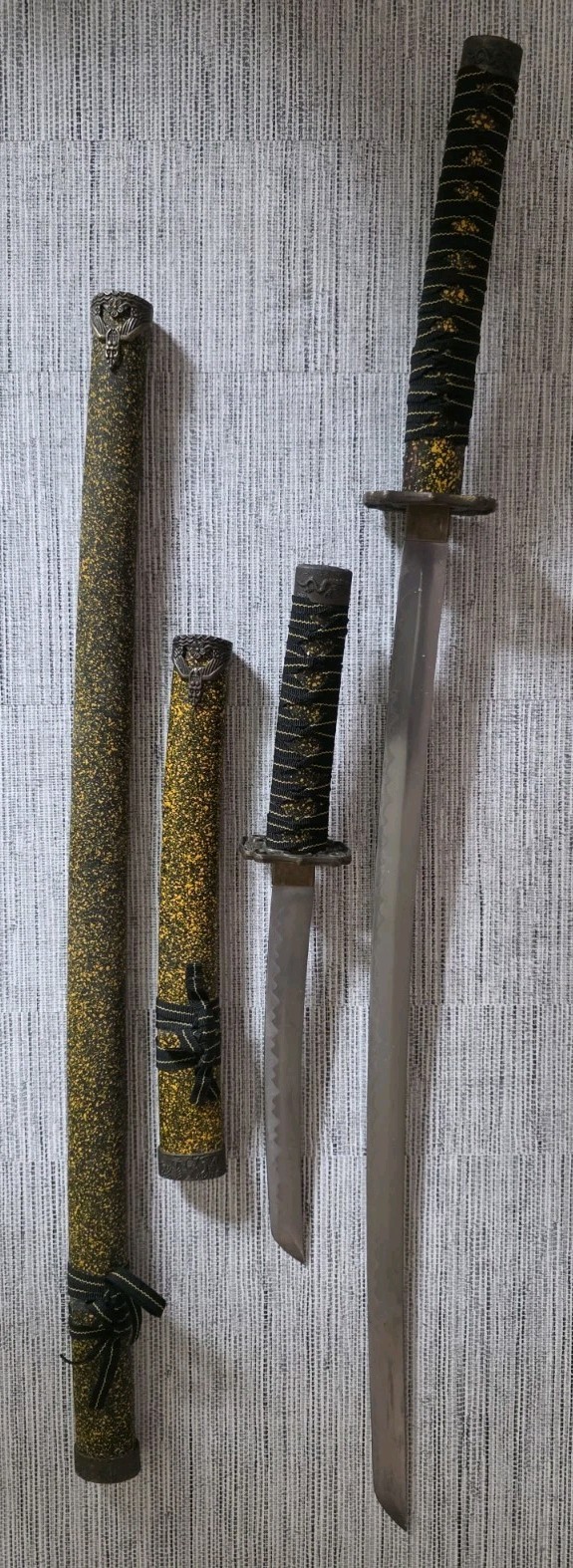 Black And Gold Katana And Tanto Samuri Sword Set , Shogun Style , China