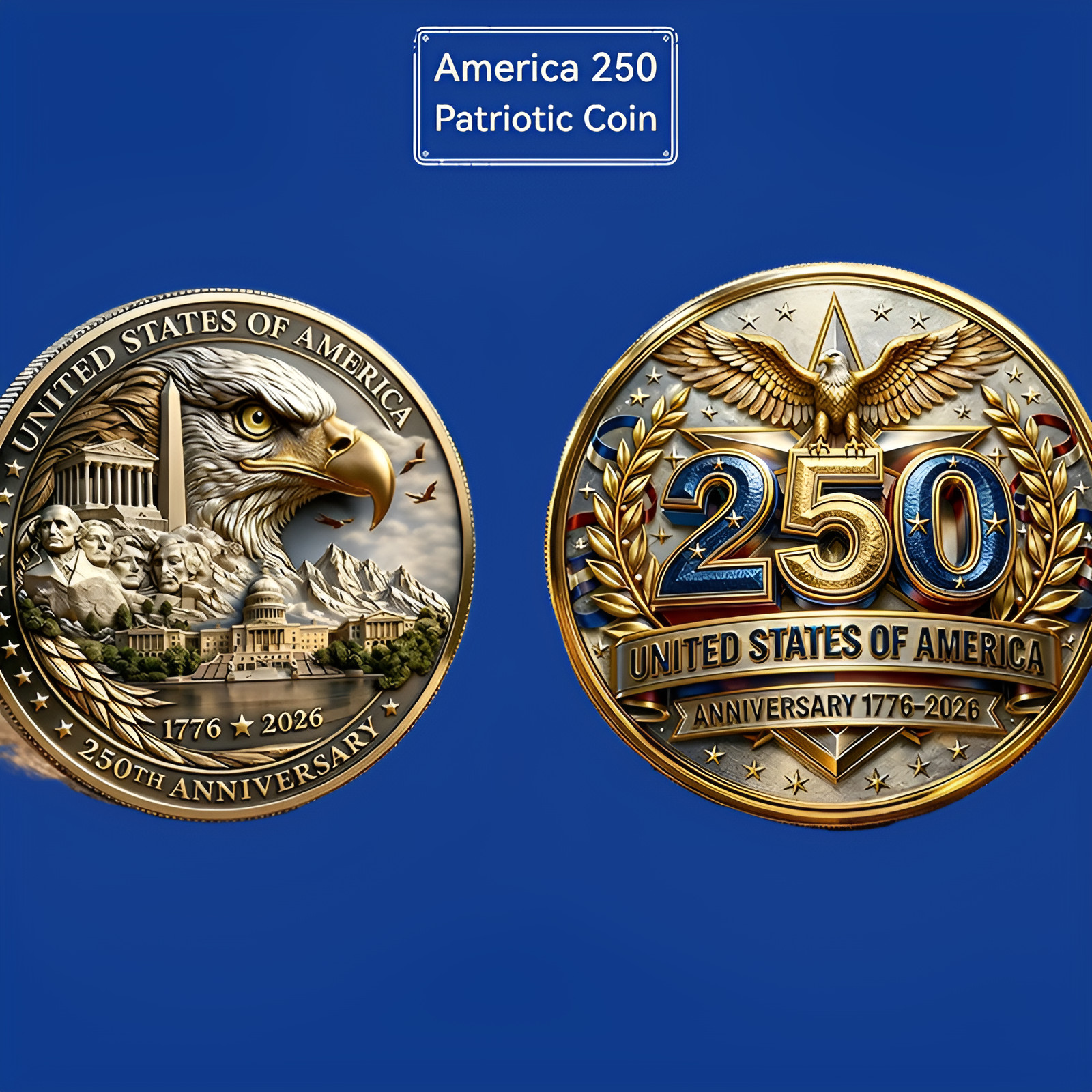 America 250 Semiquincentennial 1776-2026 Patriotic Collectible Challenge Coin