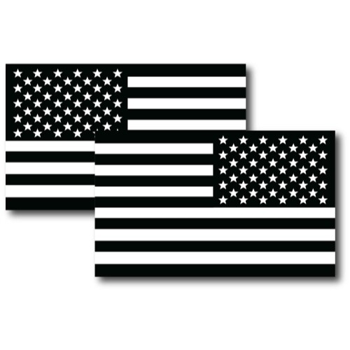 Blk and Wht American and Reversed Black and White American Flag Magnet, Opp 2PK