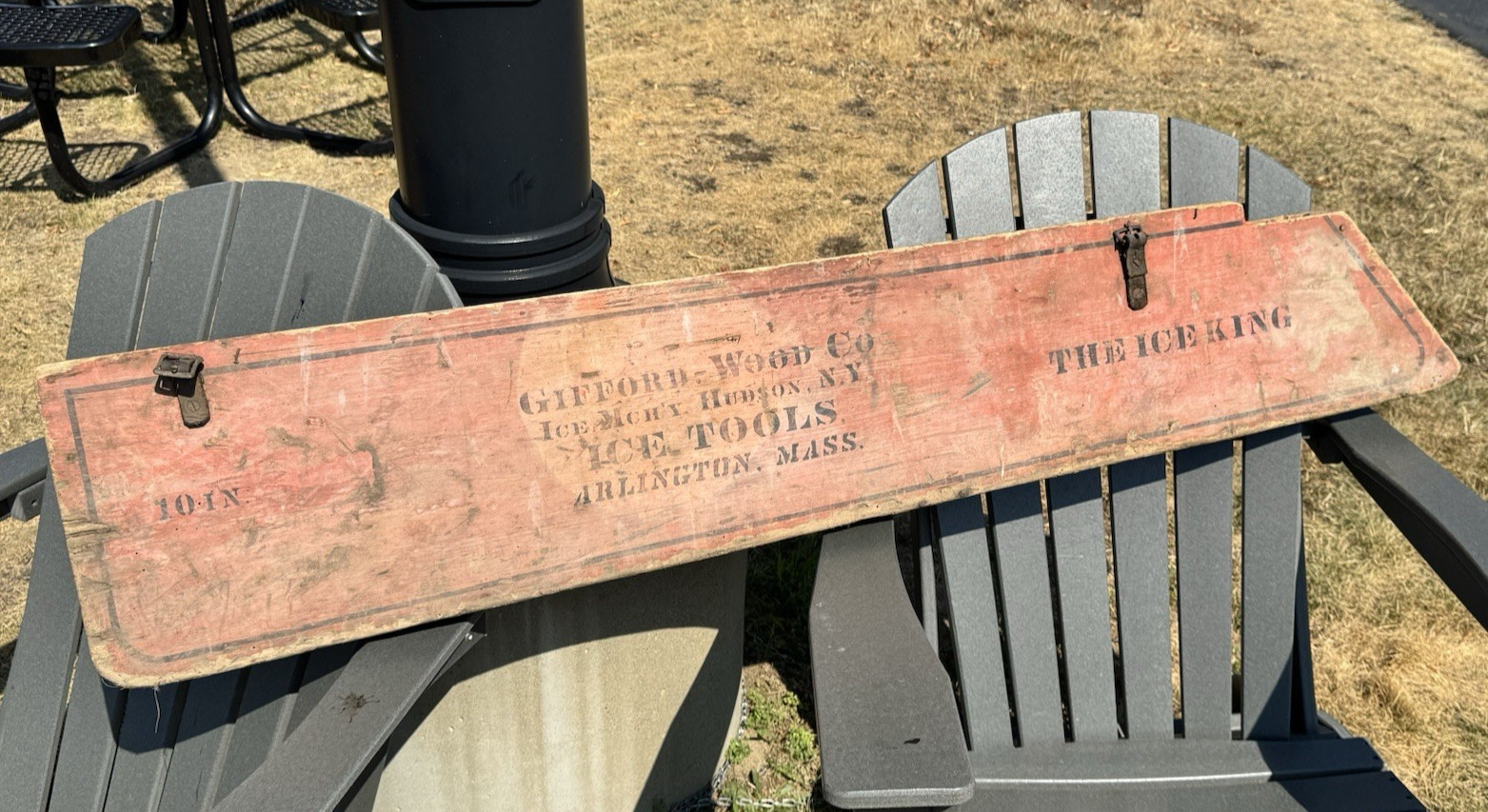 C.1905 Gifford-Wood Ice King Wood Sleeve w/ Original Paint & Stencil 60″Lx11.75″