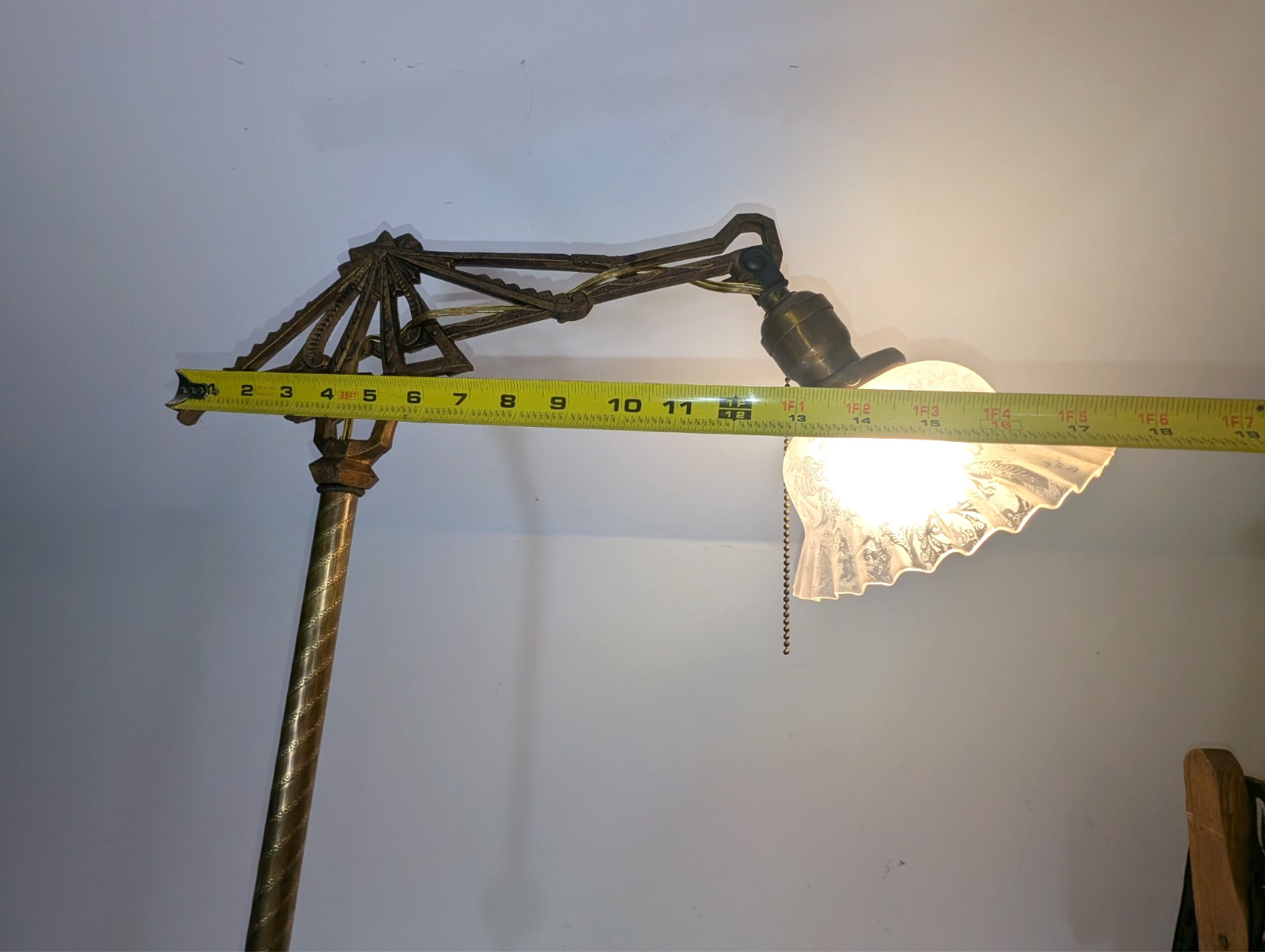 Antique Akro Agate Glass Jadeite Bridge Arm Floor Lamp SHADE NOT INCLUDED READ