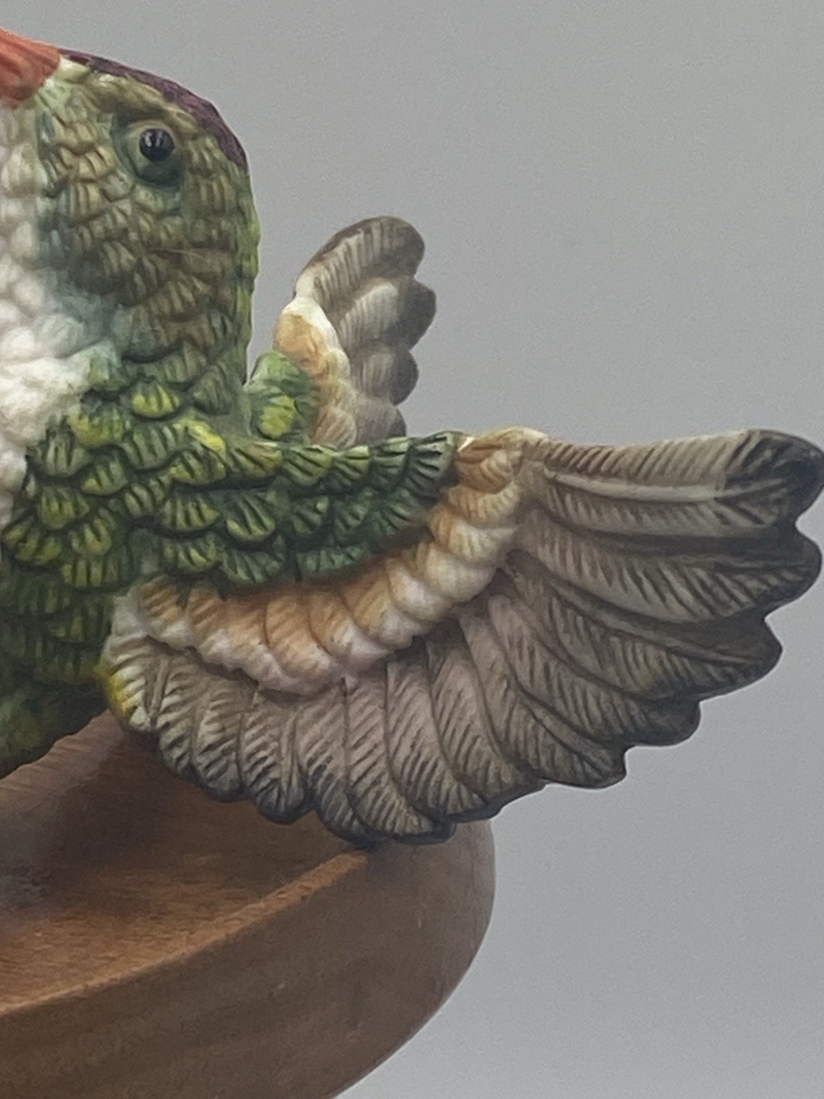 Porcelain Hummingbird In Flight Feeding On Flowers Figurine Nature Bird Watching
