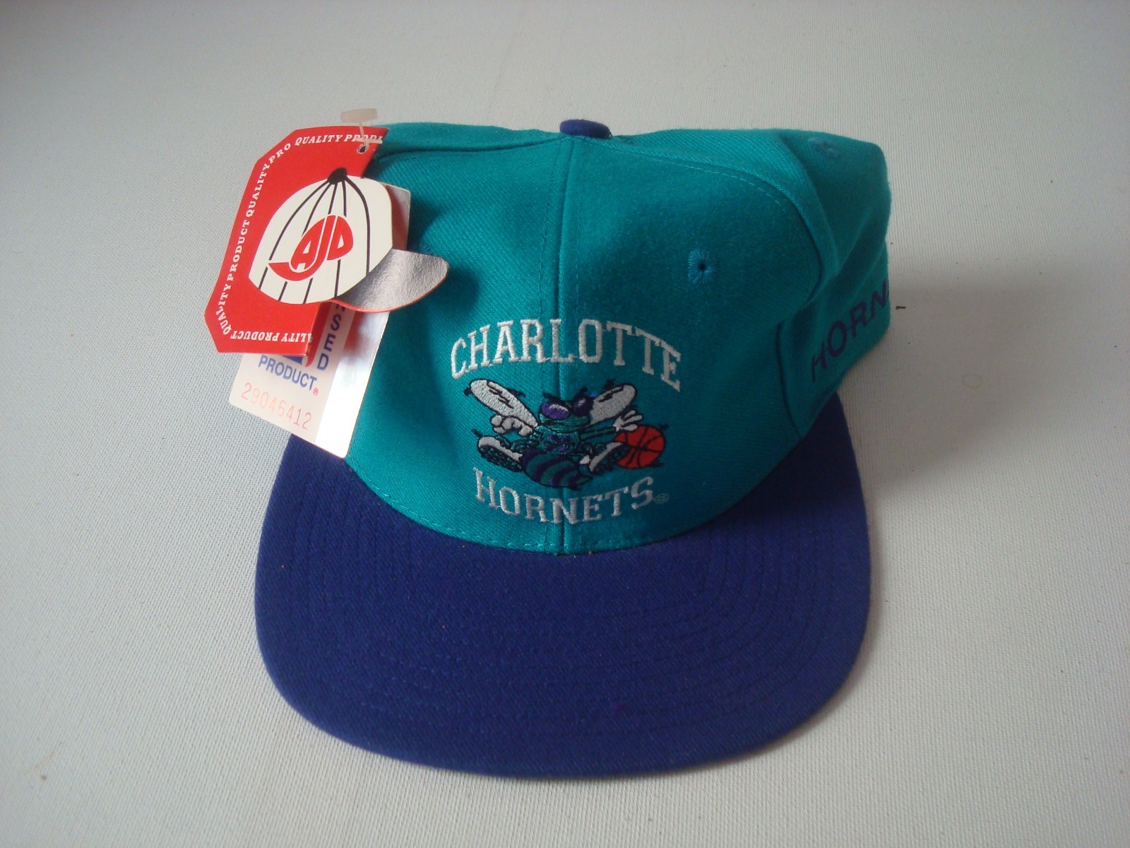 CHARLOTTE HORNETS AJD SNAPBACK 90S HAT CAP DEADSTOCK VINTAGE U4