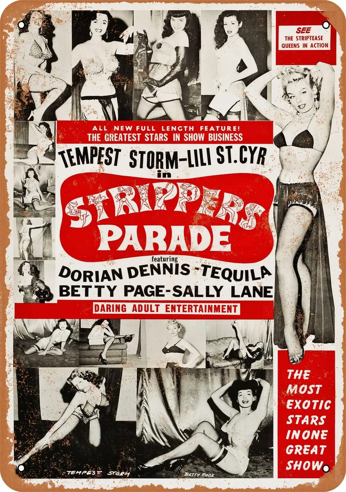 1956 Strippers Parade – Metal Sign – Vintage Look Reproduction- Fast Free Ship