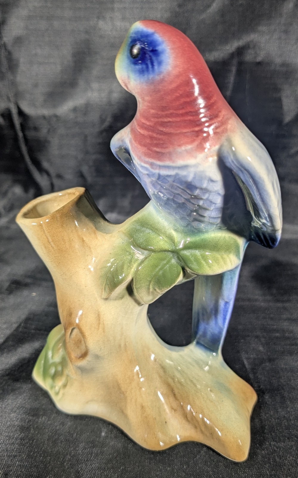 Royal Copley Parrot Bird Bud Vase. 1940s-50s Vibrant Colors.