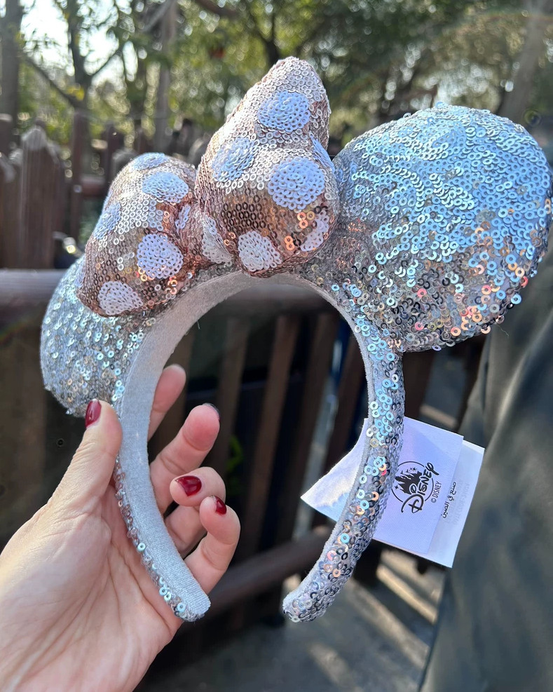 Polka Dot Rose Gold Silver Sequins Mickey Mouse Disney Parks Ears Headband