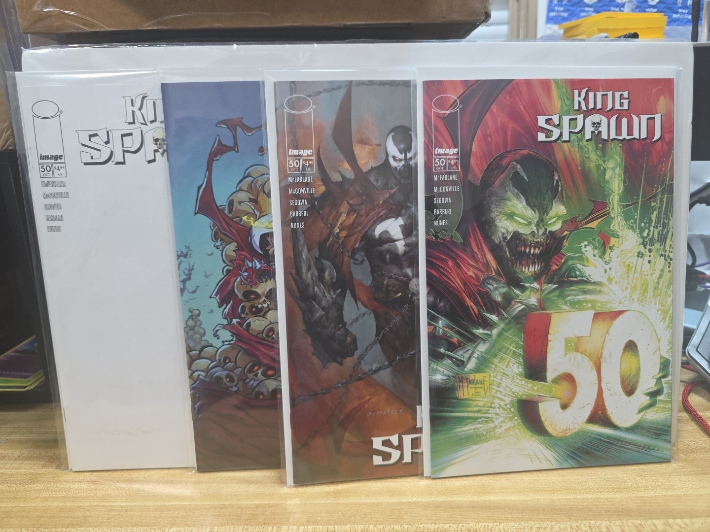 KING SPAWN #50 4-BOOK VARIANT SET NM TODD MCFARLANE PUPPETEER LEE SKOTTIE YOUNG