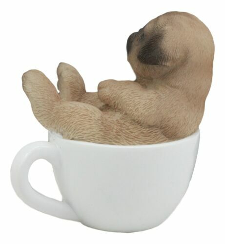 Realistic Mini Adorable Pug Dog Teacup Statue 3″H Pet Pal Dog Breed Figurine