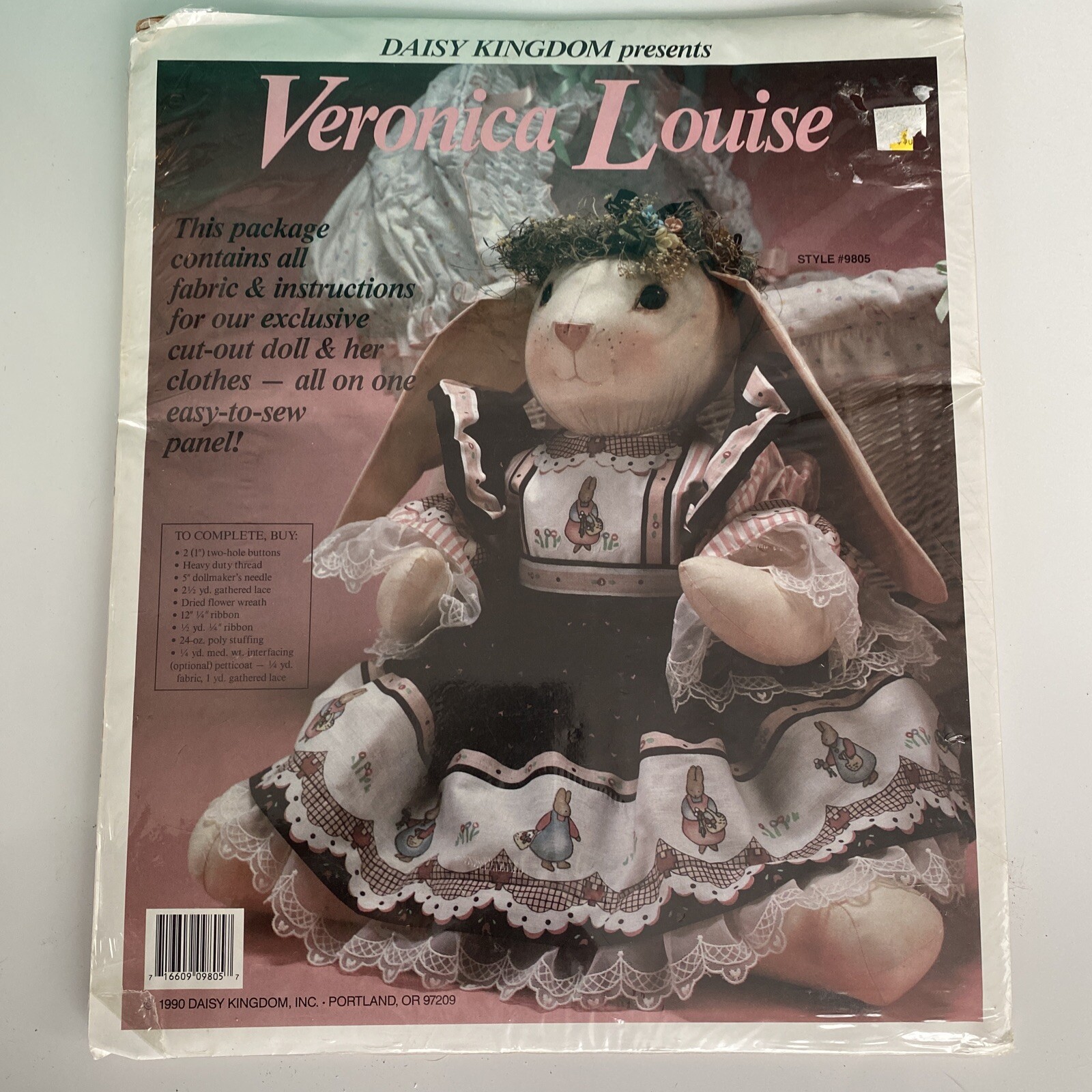 Vintage Daisy Kingdom Veronica Louise Cut & Sew Bunny Doll Kit 1990 Uncut Sealed