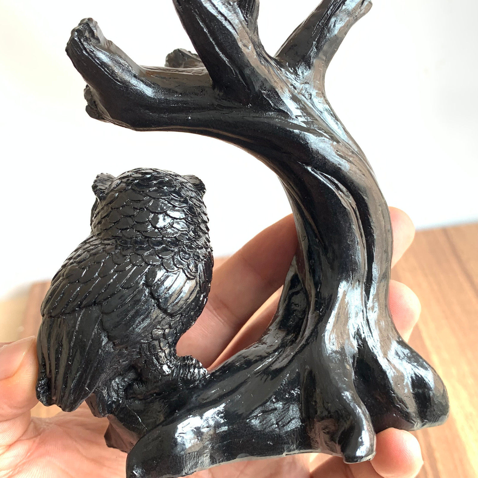 1PCS Owl Resin Sphere Holder Stand Base Natural Crystal Ball Hand C477