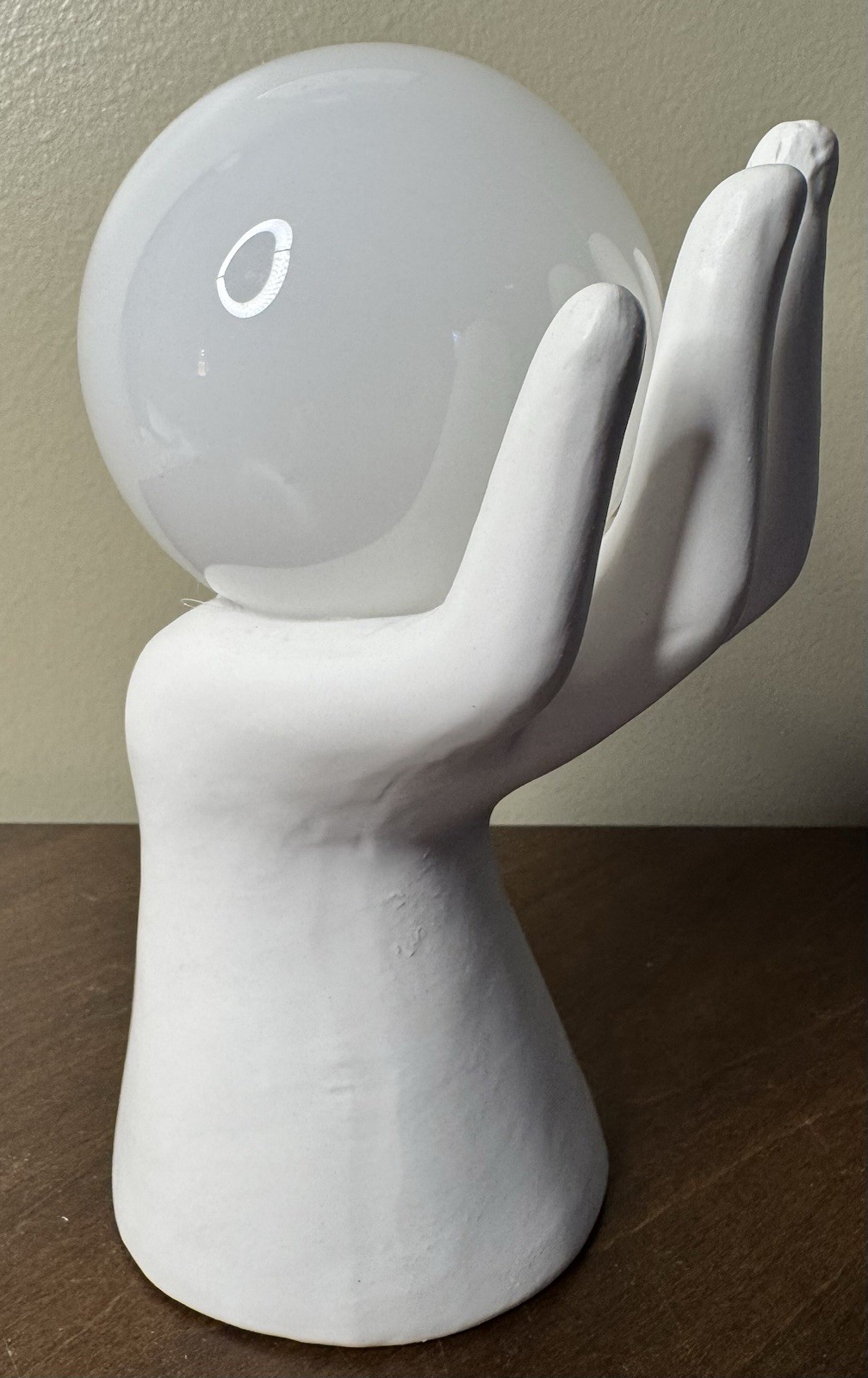 Modern Hand Globe Lamp White Orb Mood Light Sculptural Table Lamp Art Decor