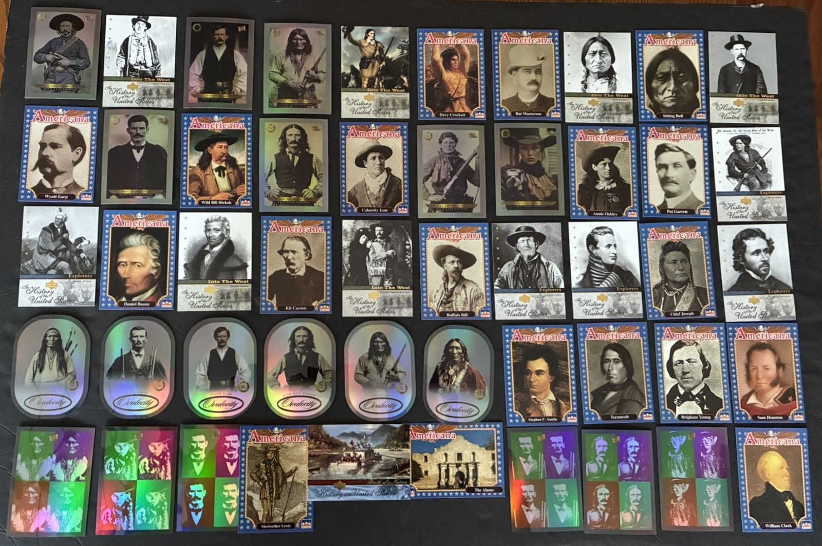 Custer, Geronimo, Jesse James & Cavalcade of Wild West Collector Cards, 50 diff