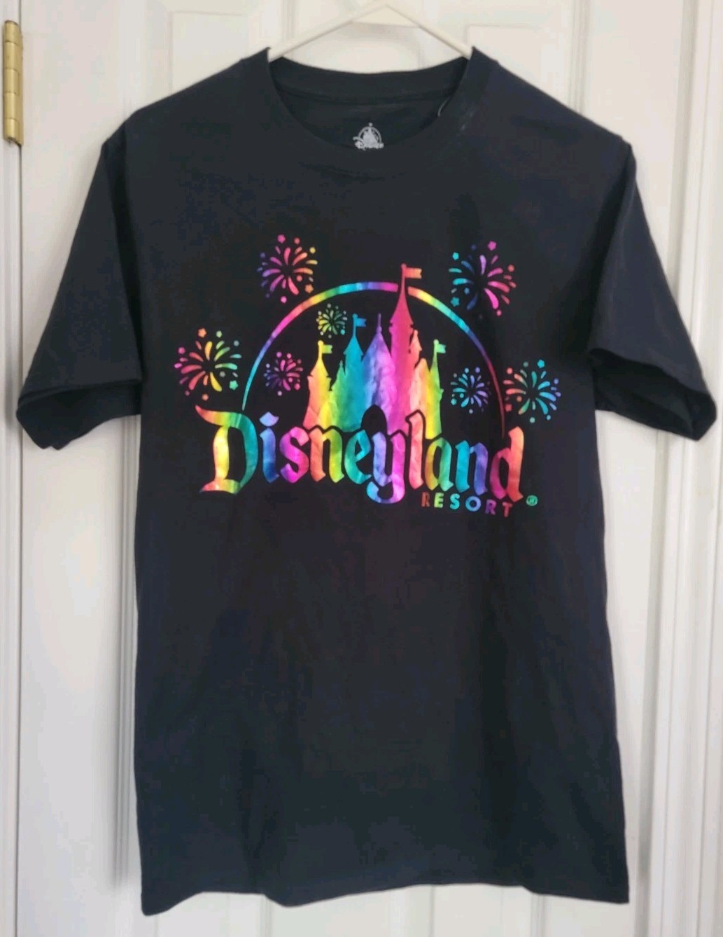 Disneyland Resort T-Shirt Rainbow Foil Castle Disney Parks Fireworks Adult Small